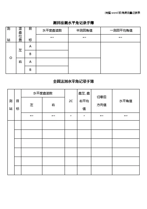 (完整word版)角度测量记录表
