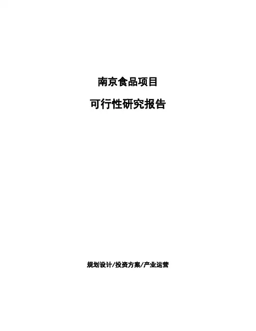 南京食品项目可行性研究报告
