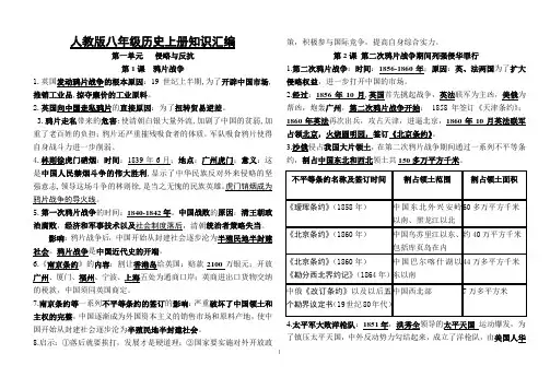人教版八年级历史上册知识点