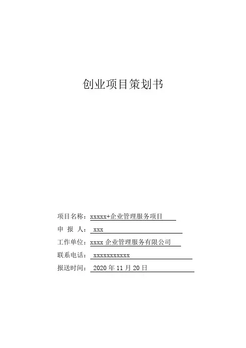 创业项目策划书(经典)