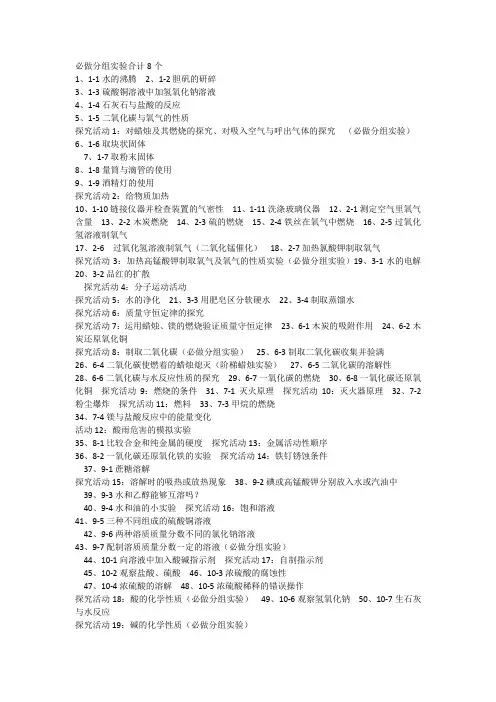 化学必做分组实验合计