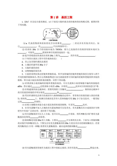 全国卷地区专用2018高考生物总复习第十三单元现代生物科技专题课时练