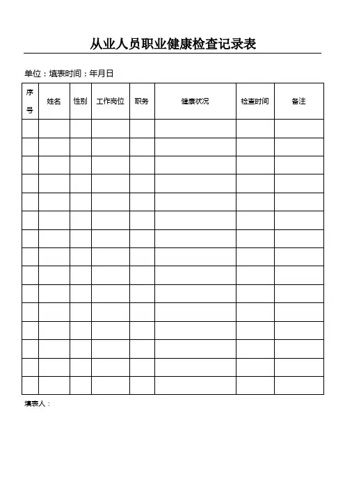 从业人员职业健康检查记录表