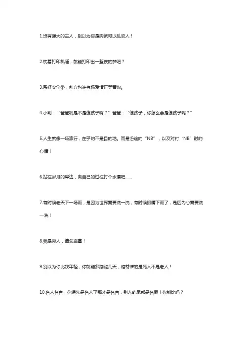 经典搞笑的雷人语录大全100个句子