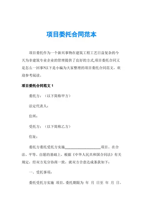 项目委托合同范本