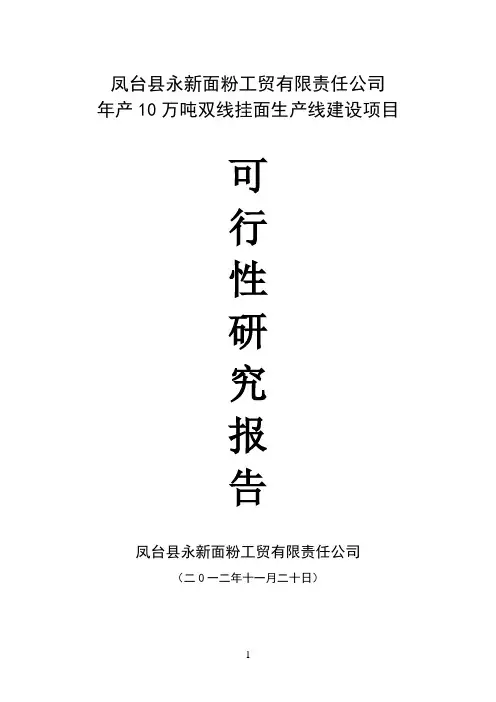 年产10万吨营养挂面项目可行性研究报告