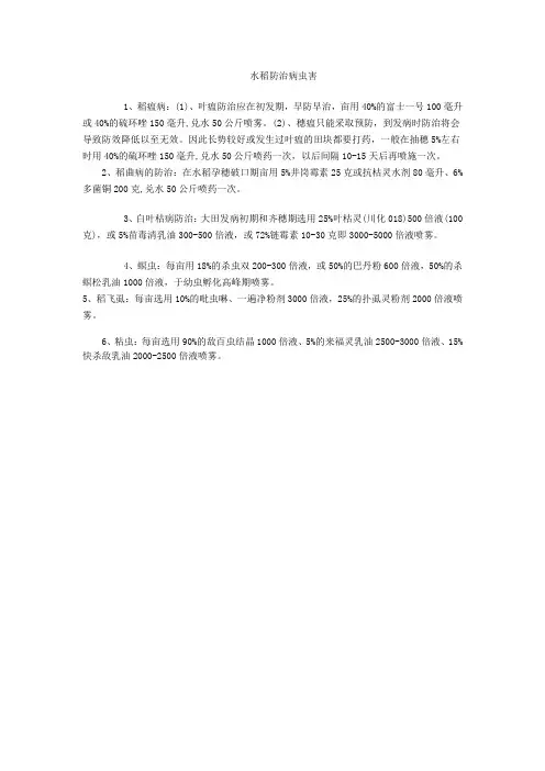 水稻防治病虫害