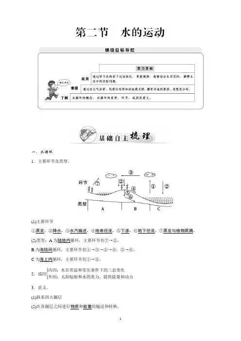 高一地理中图版必修1习题：第二章第二节第二节水的运动Word版含解析