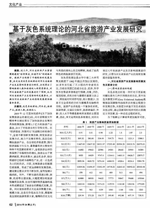 基于灰色系统理论的河北省旅游产业发展研究