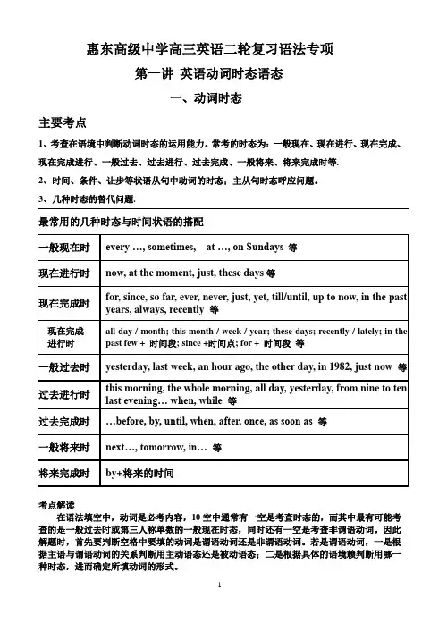 高三二轮复习动词的时态语态