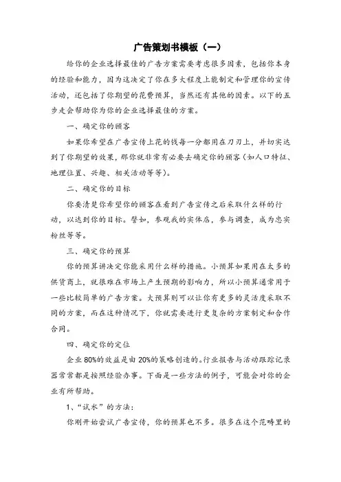 广告策划书模板