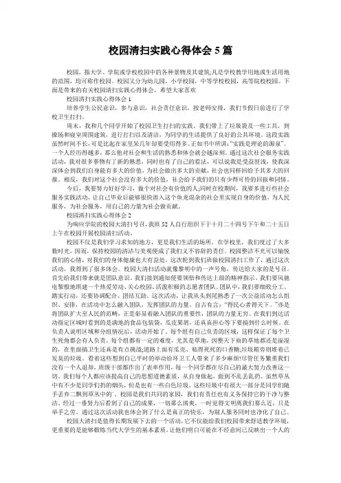 校园清扫实践心得体会5篇