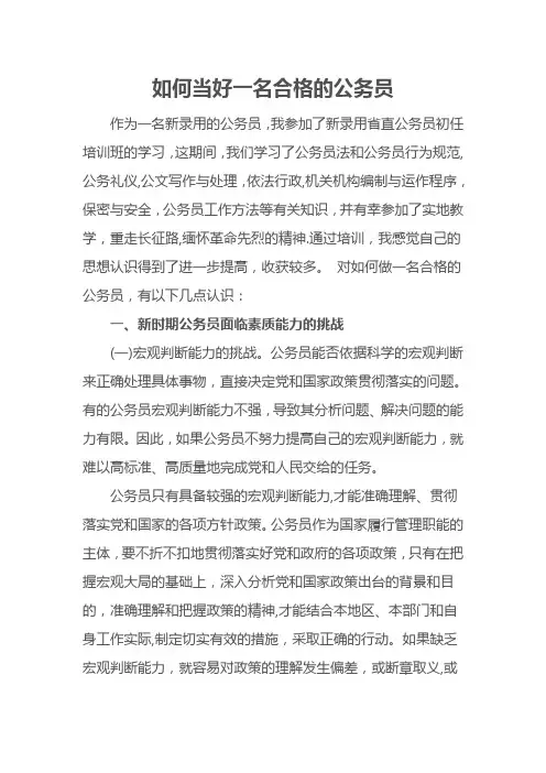 如何做一名合格公务员【范本模板】