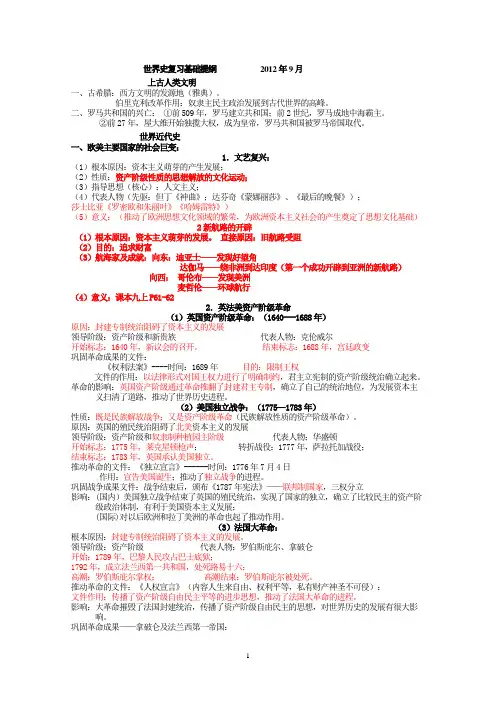 初中历史提纲——世界史(完整版)