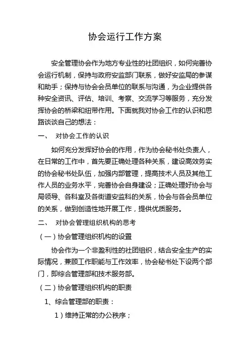 协会工作方案