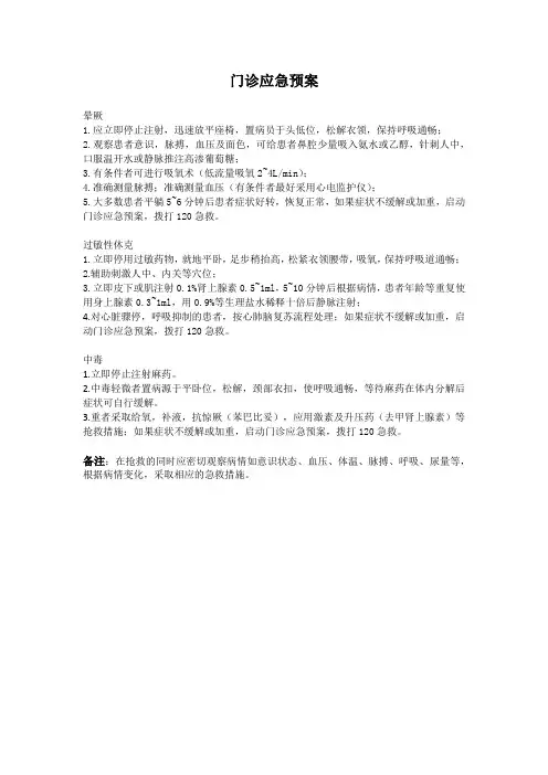 门诊应急预案