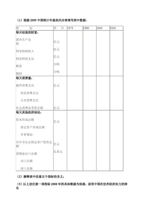 第一题 国民经济核算