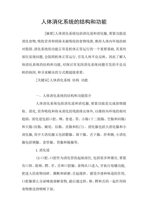 人体消化系统的结构和功能