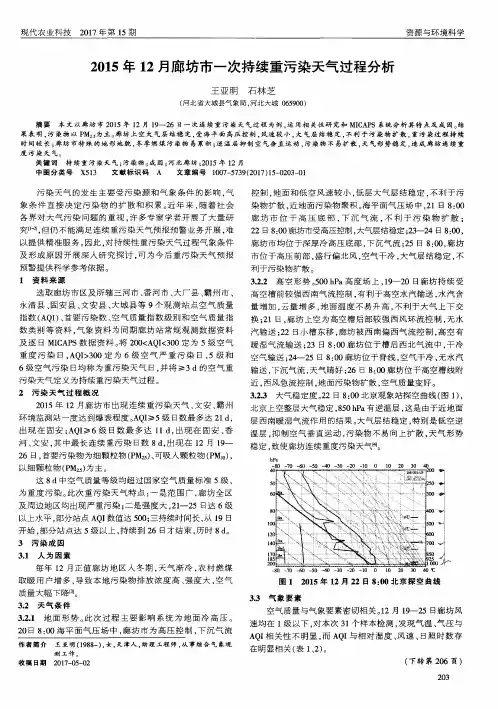 2015年12月廊坊市一次持续重污染天气过程分析