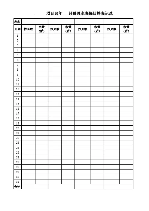 水表每日抄表记录模板