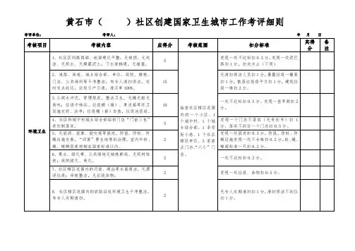 黄石市社区创建国家卫生城市工作考评细则(新版空表)