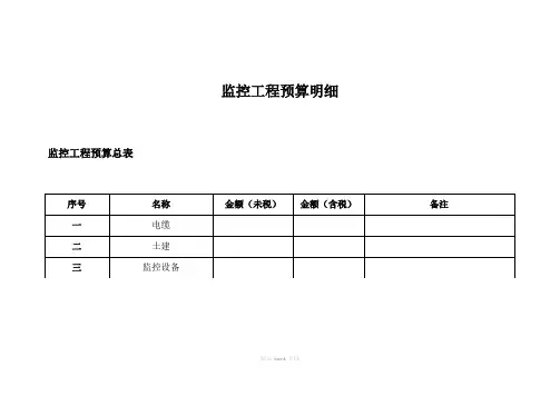 监控工程预算明细