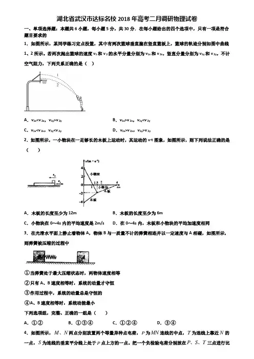 湖北省武汉市达标名校2018年高考二月调研物理试卷含解析