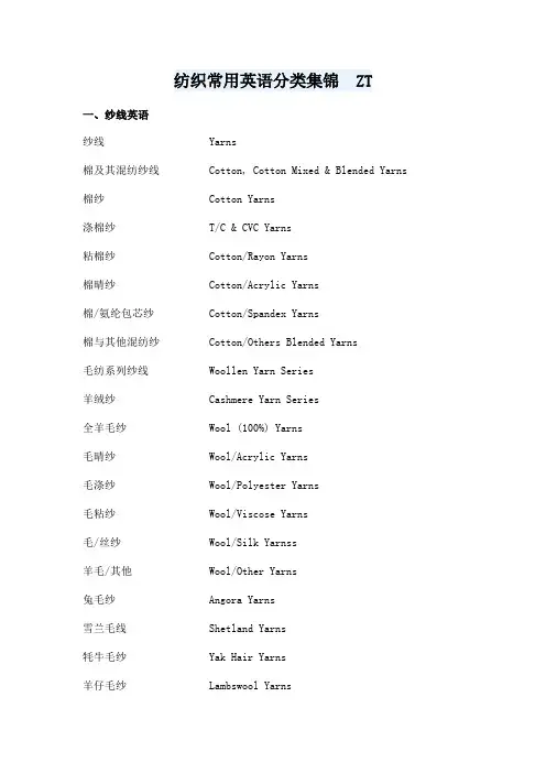 纺织常用英语分类集锦ZT