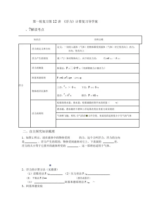 《浮力》复习课导学案