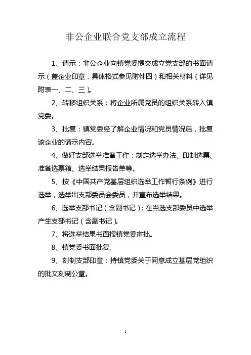 非公企业联合党支部成立流程