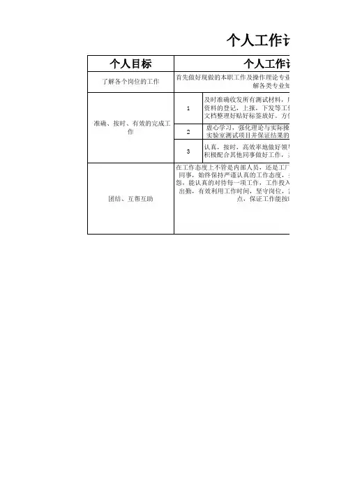 个人工作计划及发展目标