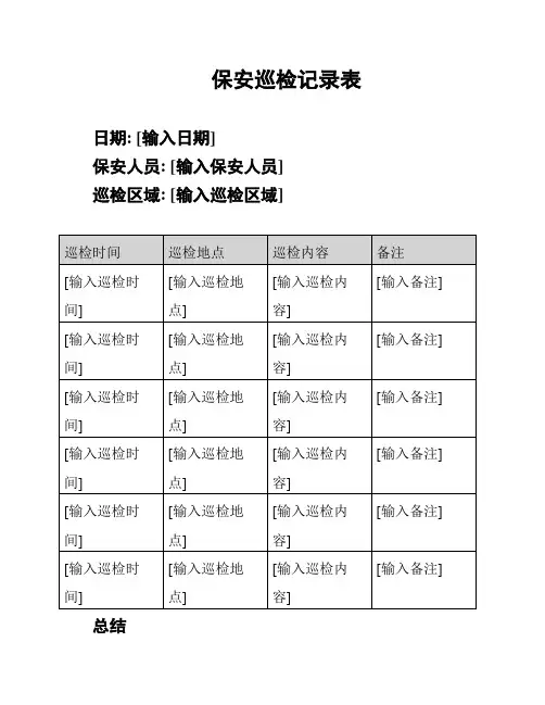 保安巡检记录表