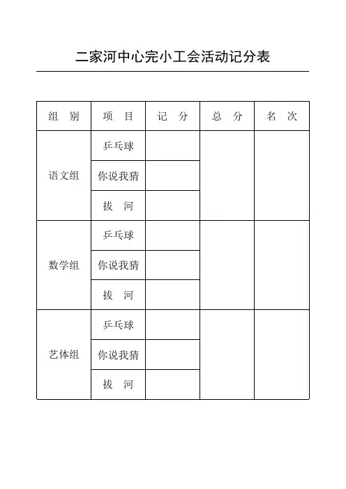 工会活动记分表