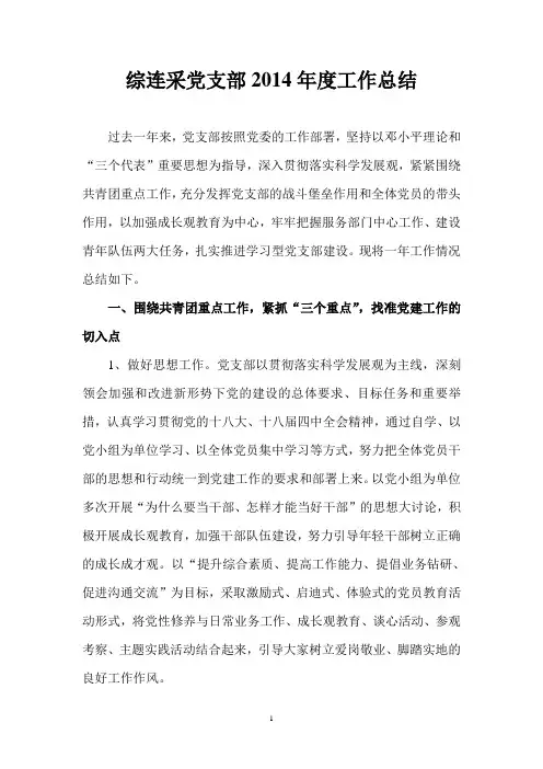 党支部2014年度工作总结