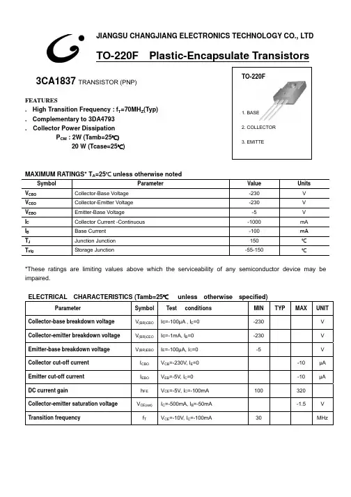 3CA1837-TO-220F中文资料