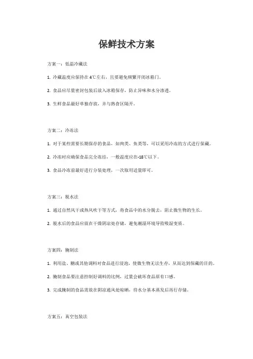 保鲜技术方案