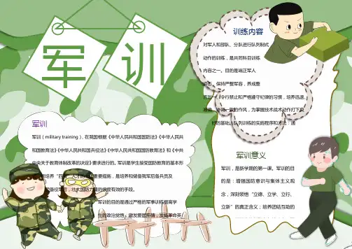 绿色军训训练Word手抄报