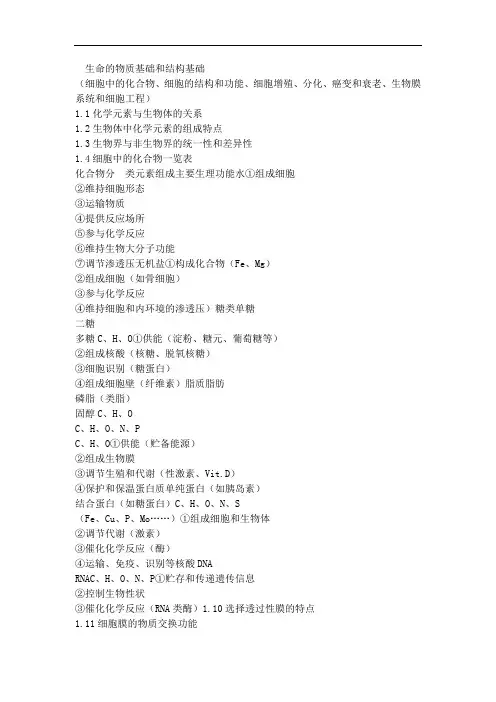 高中生物知识总结