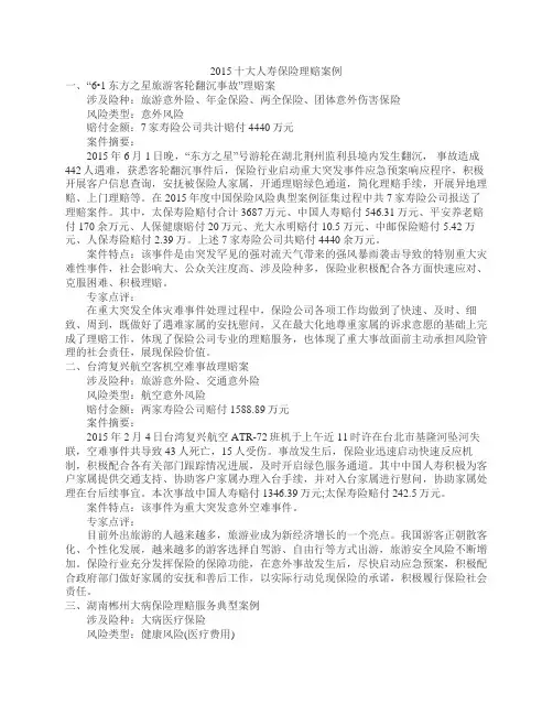 十大保险理赔案例