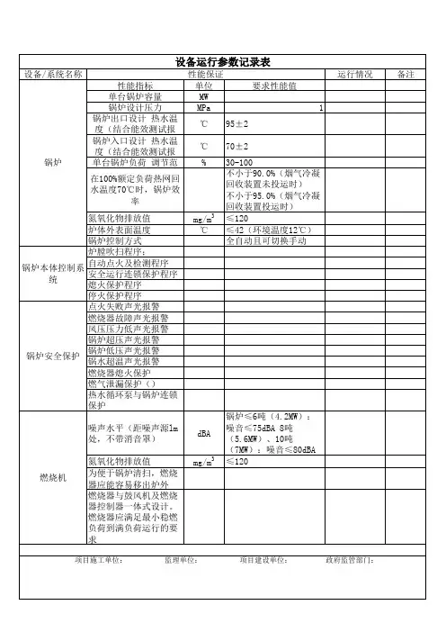 燃气锅炉技术要求