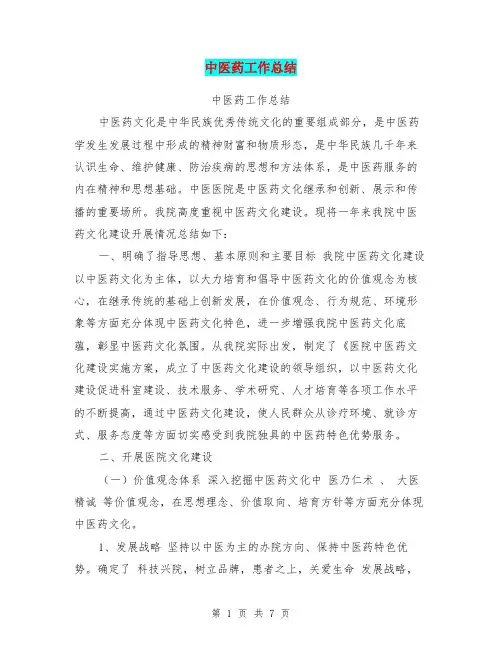 中医药工作总结