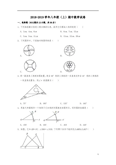 八年级(上)期中数学试卷  (解析版)