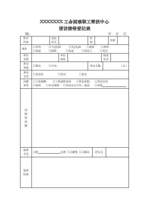 职工信访接待登记表