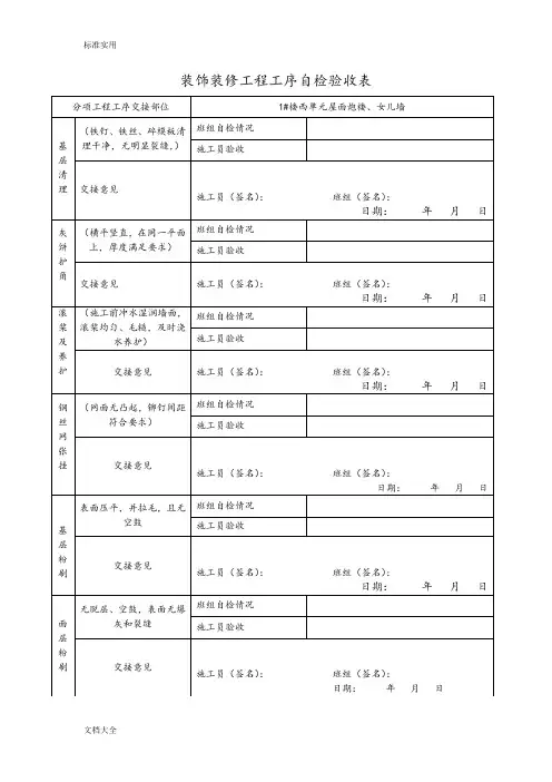 装饰装修工程工序验收表 2