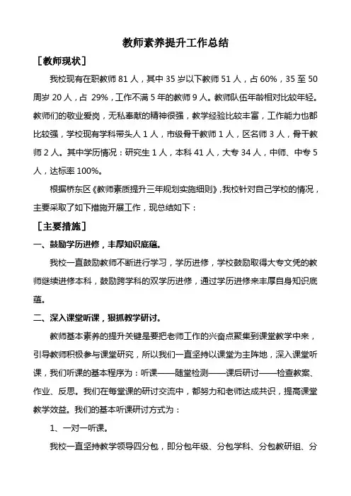教师素养提升工作总结