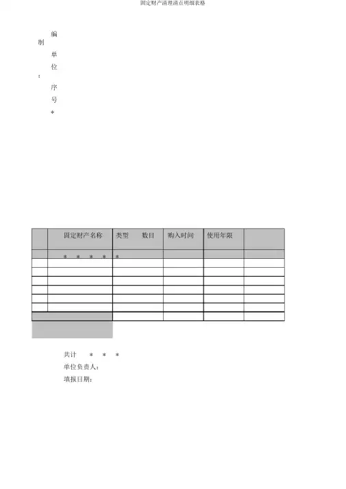 固定资产清理清查明细表格