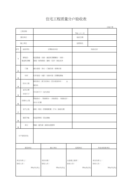 全套分户验收表格