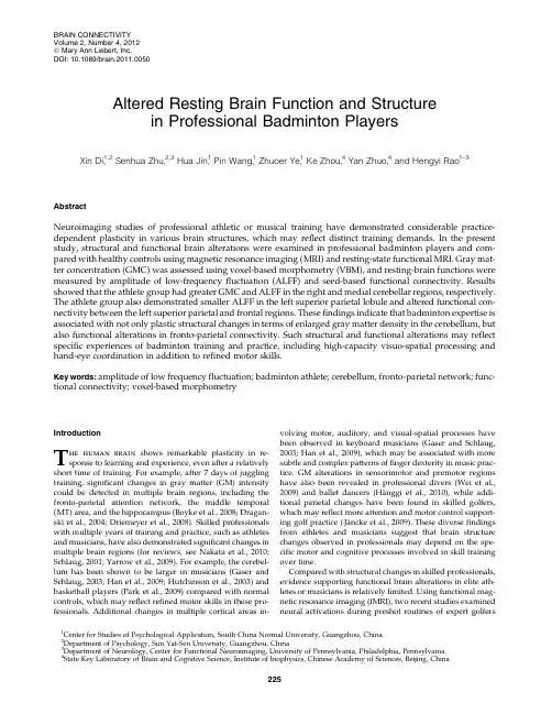 Altered Resting Brain Function and Structure in Professional Badminton Players