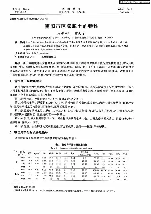 南阳市区膨胀土的特性