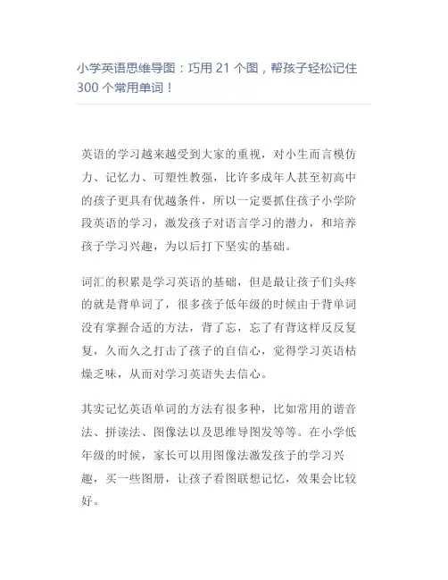 小学英语思维导图：巧用21个图,帮孩子轻松记住300个常用单词